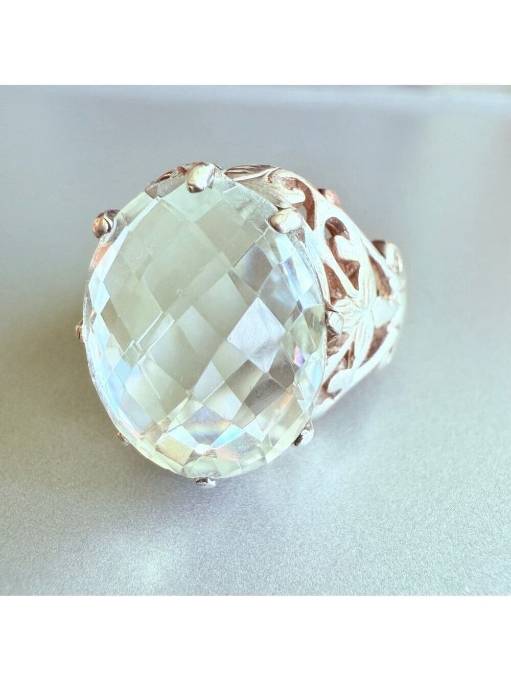 Grand Prasiolite 9.06 CT Solitaire Green Amethyst 925 Sterling Silver Ring - Picture 1 of 12